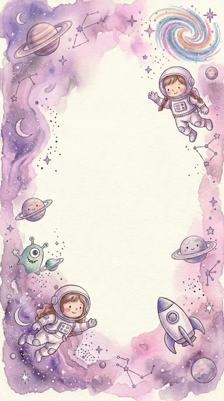 Modelo de convite Astronauta Menina