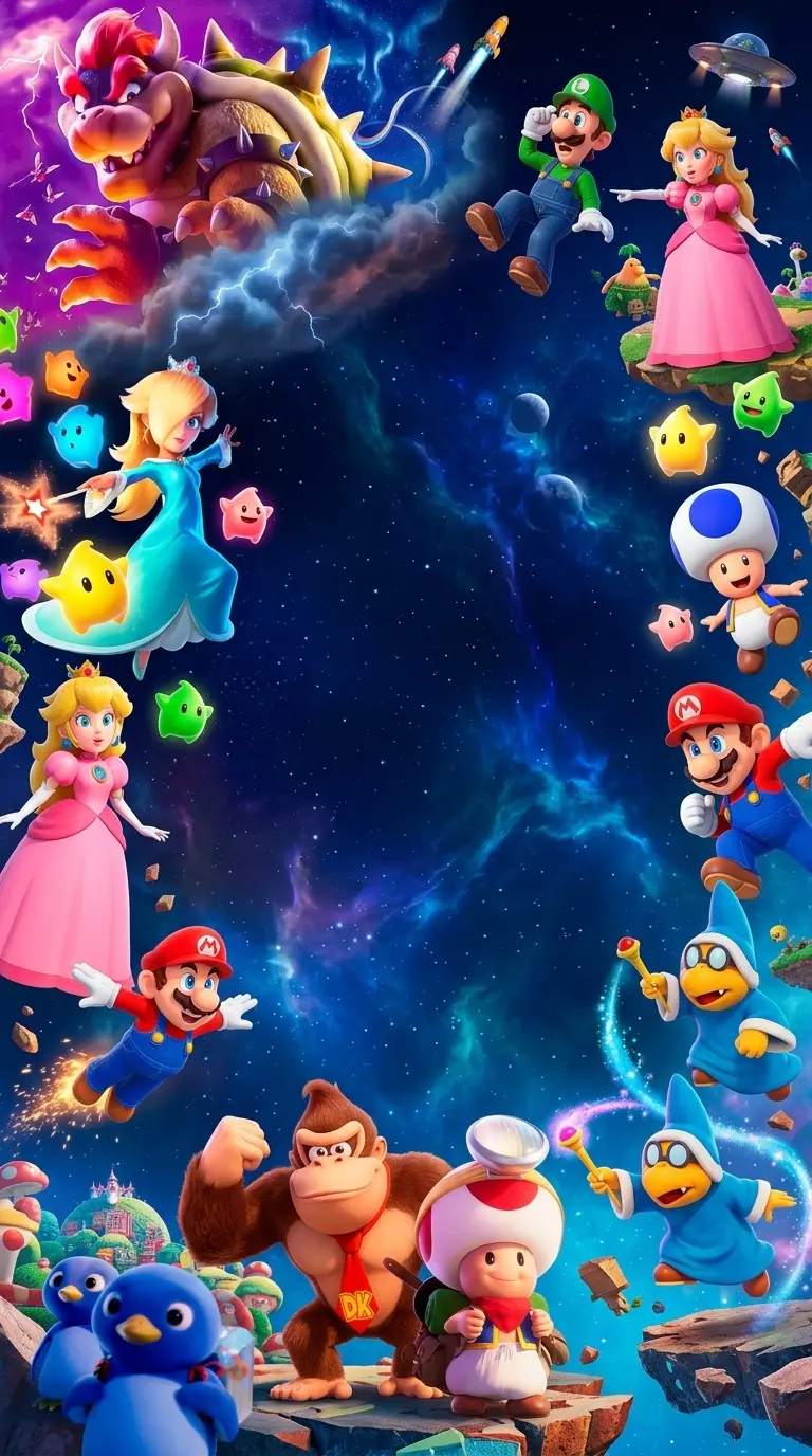 Modelo de convite Mario Galaxia Princesa