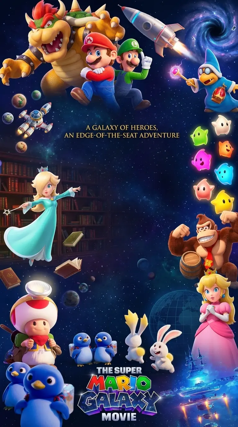 Modelo de convite Mario Galaxia Princesa